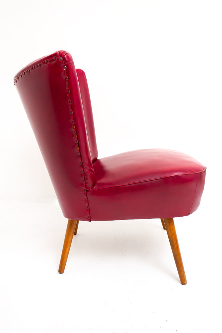 Vintage cocktail stoel bordeaux rood skai leer