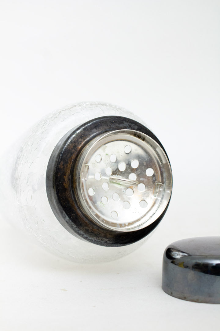 Vintage cocktailshaker van cracelé glas