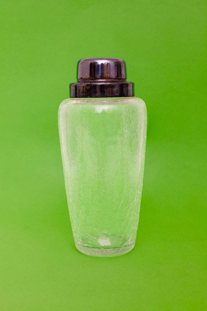 Vintage cocktailshaker van cracelé glas