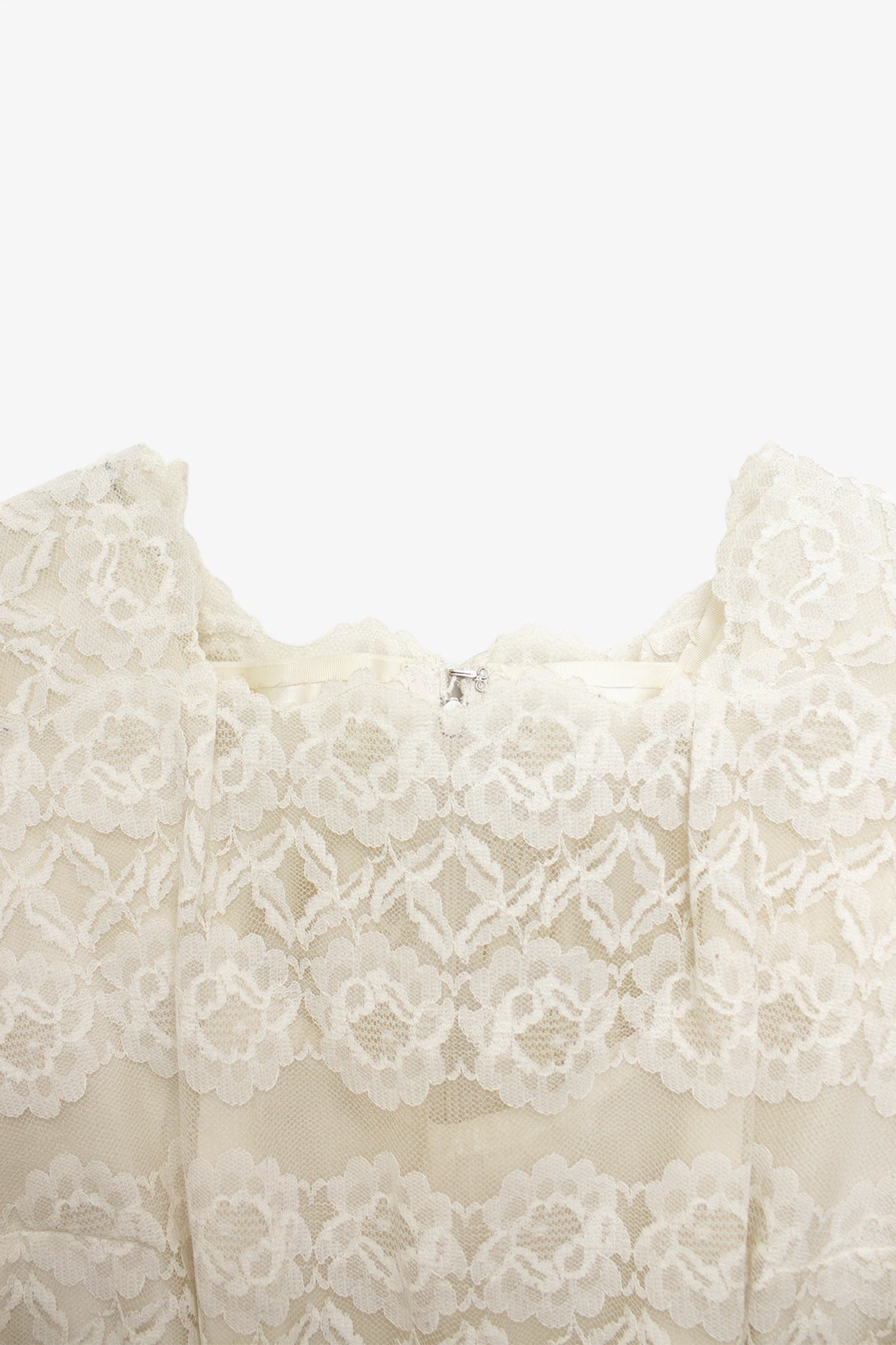 Vintage creme-kleurige kanten bruidsjurk