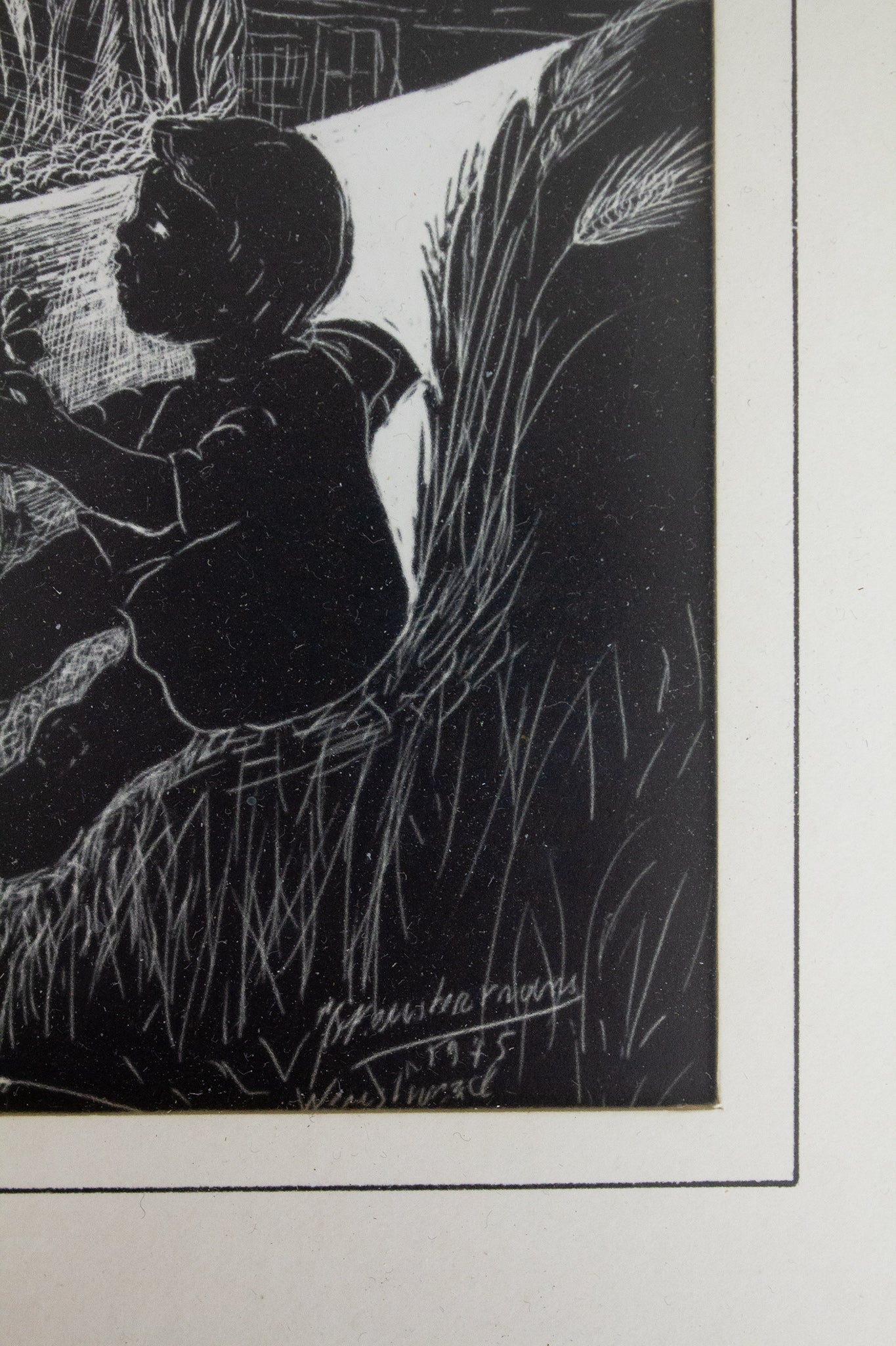 Ingelijste vintage zwart-witte prent