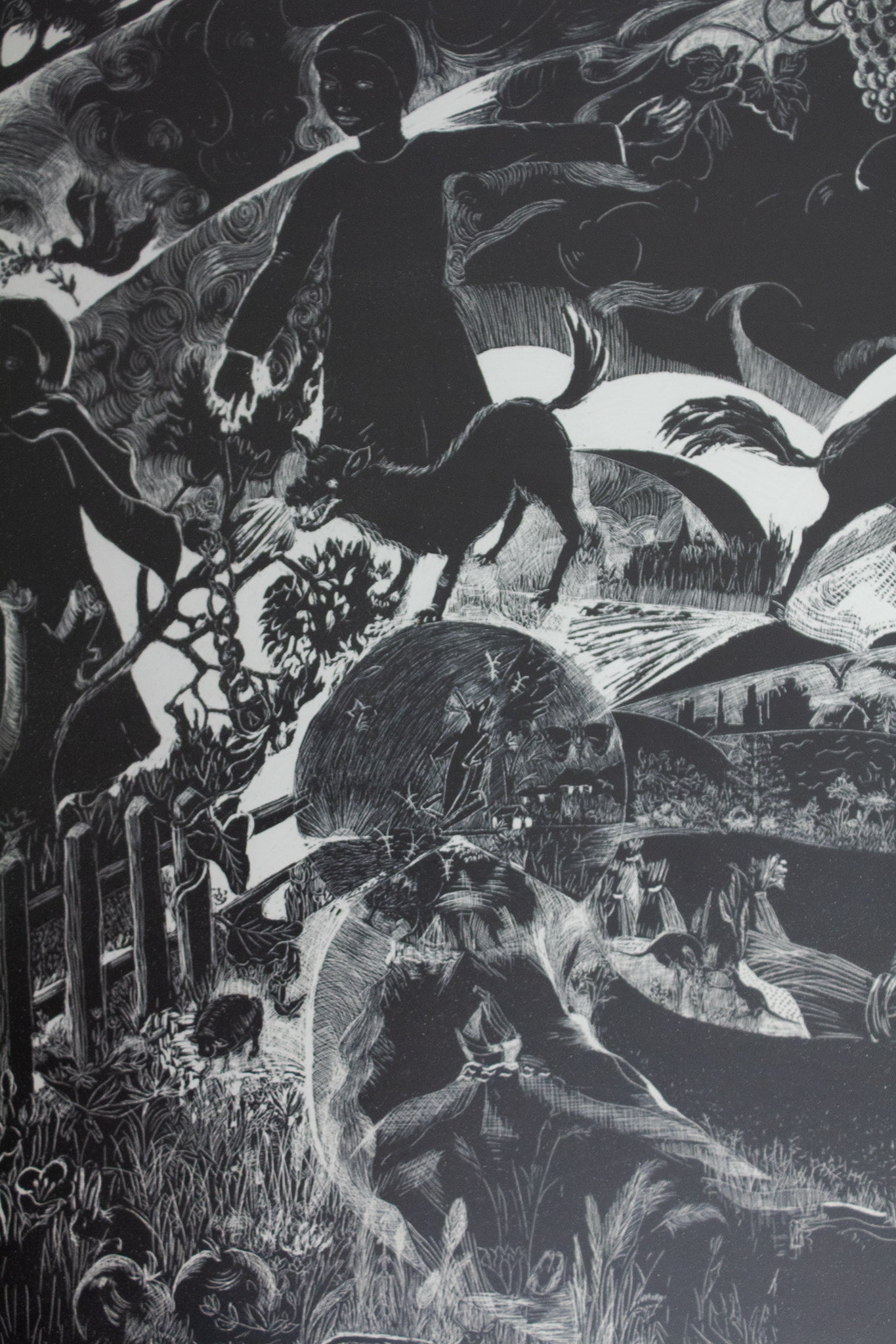 Ingelijste vintage zwart-witte prent