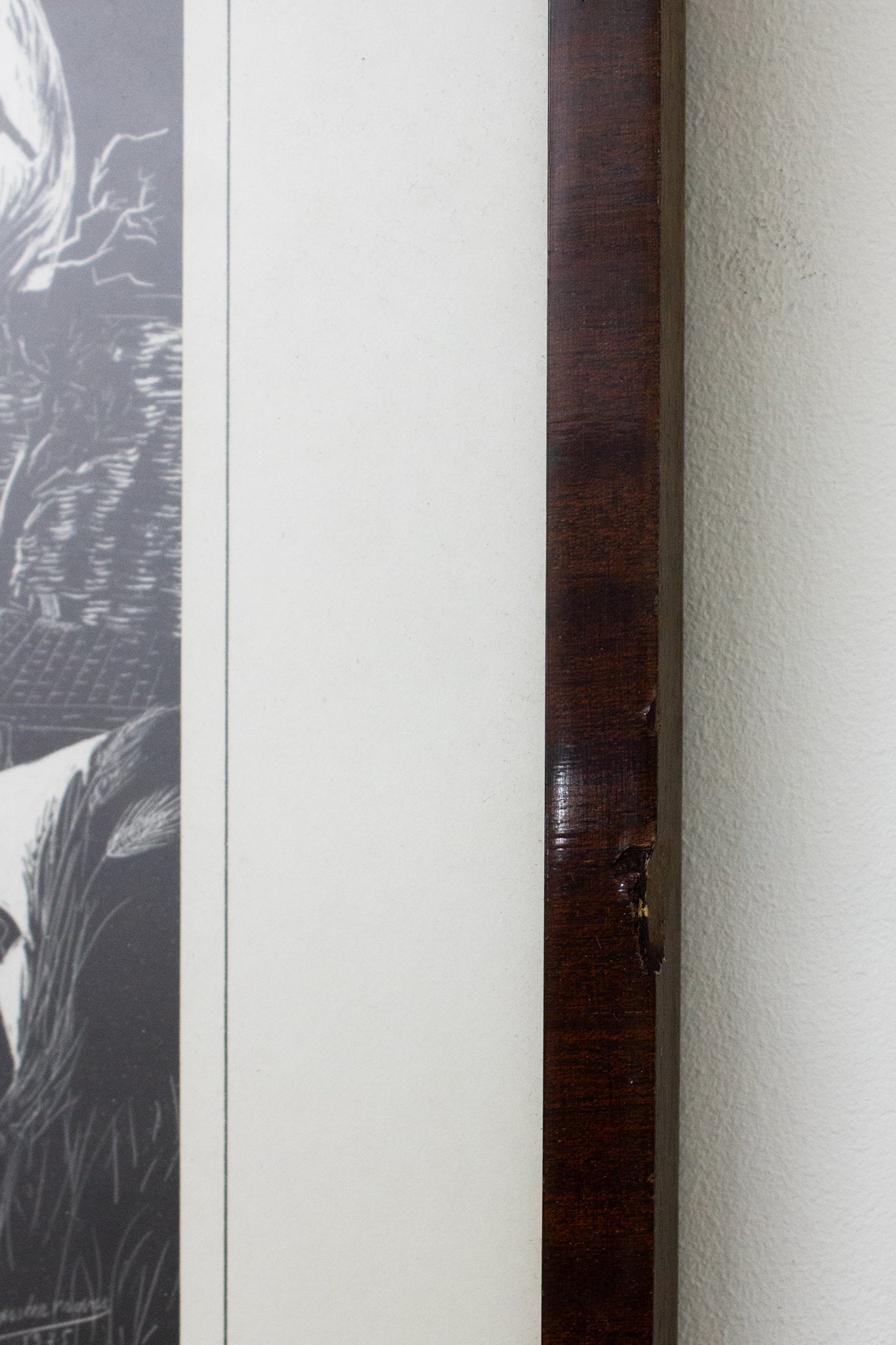 Ingelijste vintage zwart-witte prent