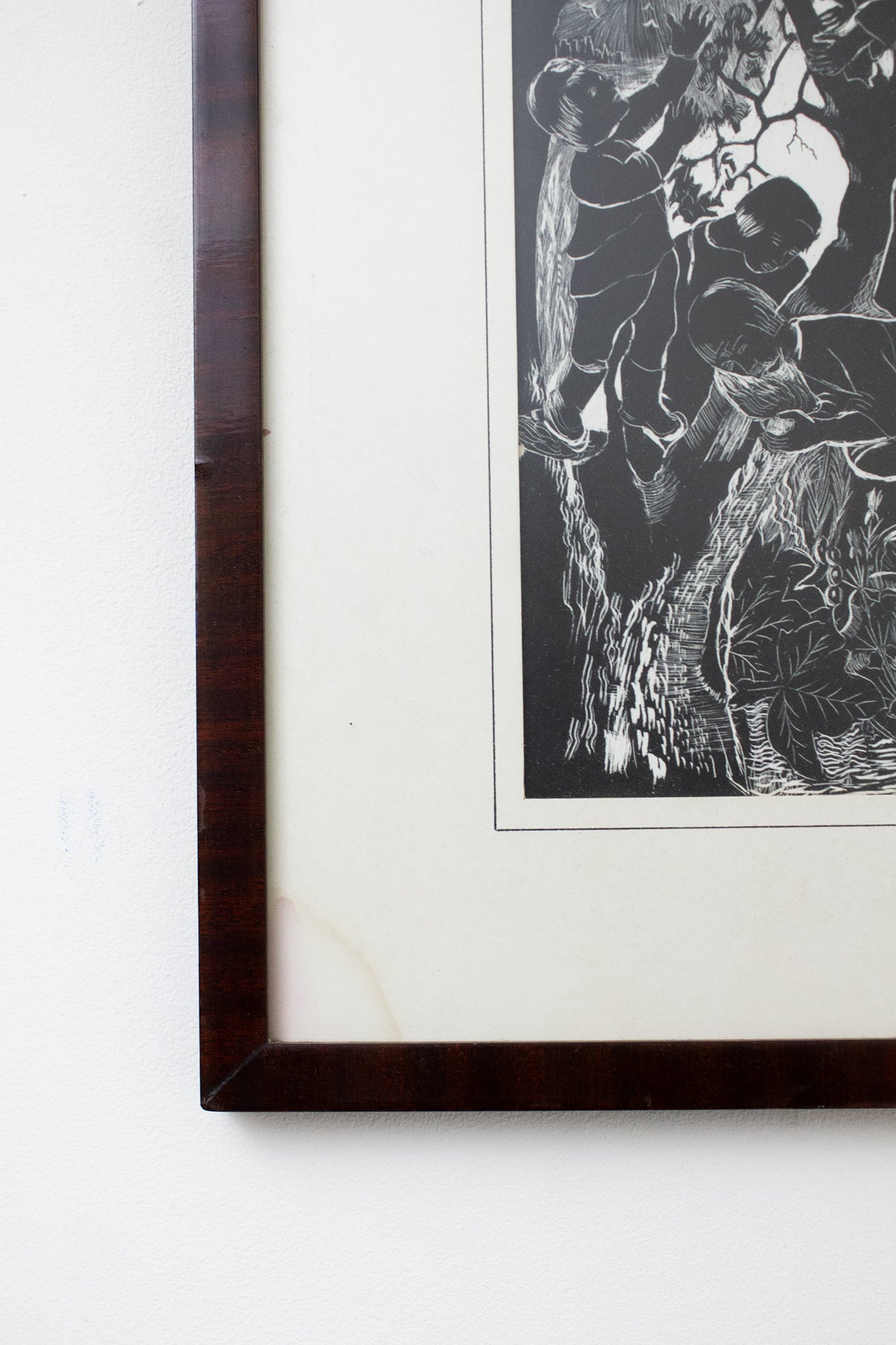 Ingelijste vintage zwart-witte prent