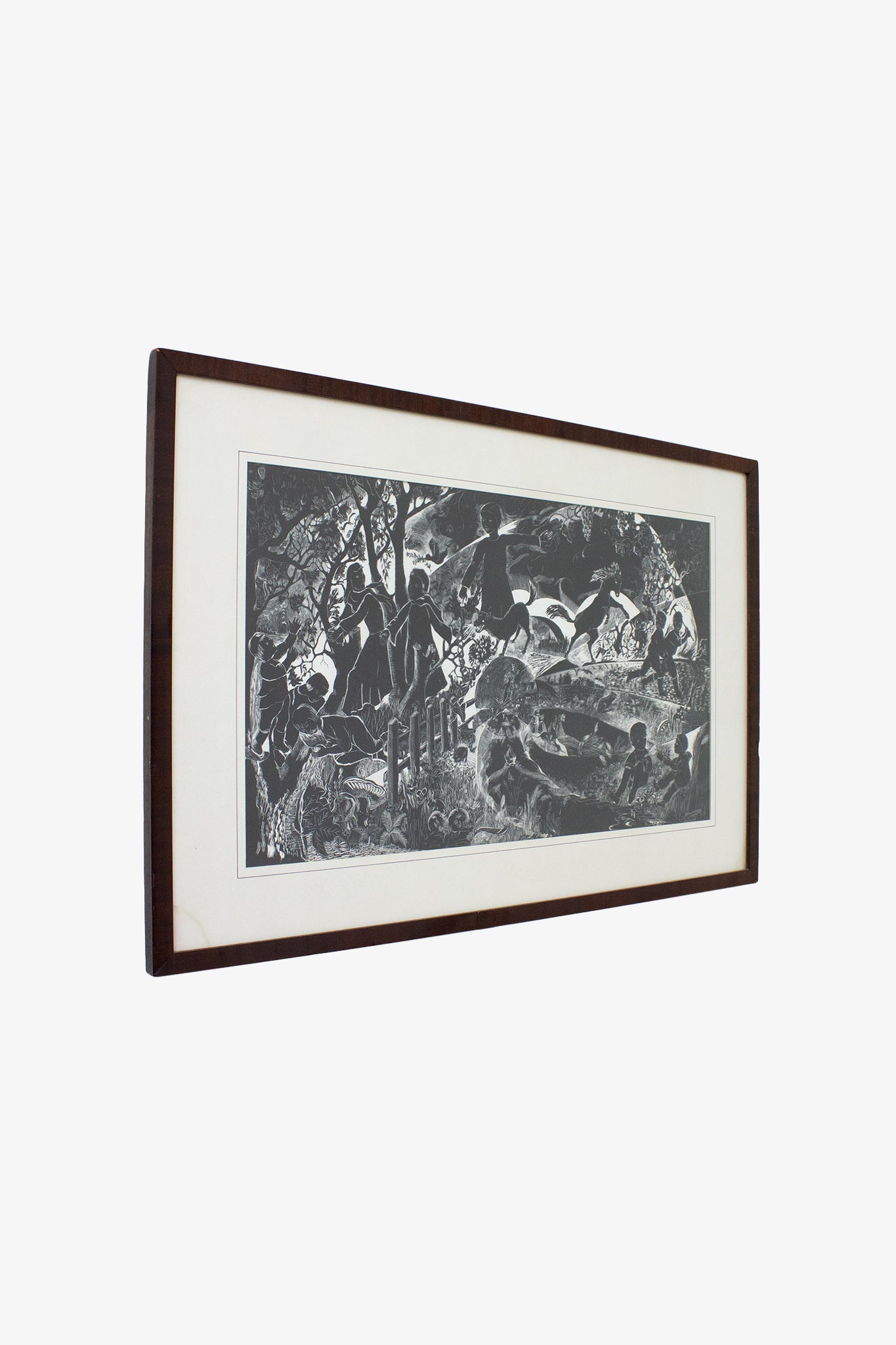 Ingelijste vintage zwart-witte prent