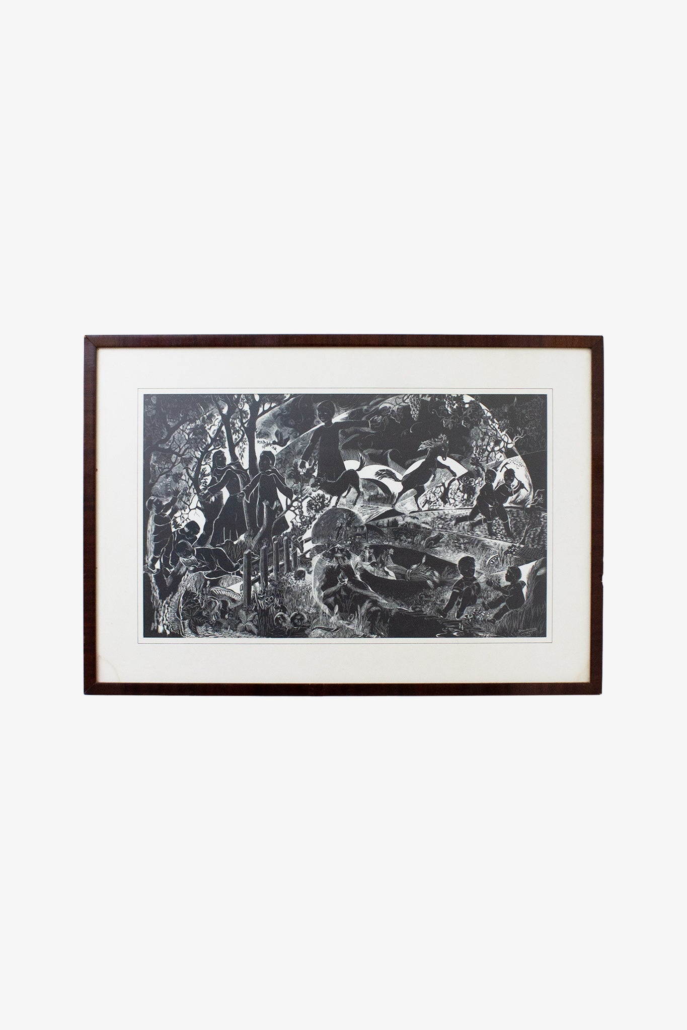 Ingelijste vintage zwart-witte prent