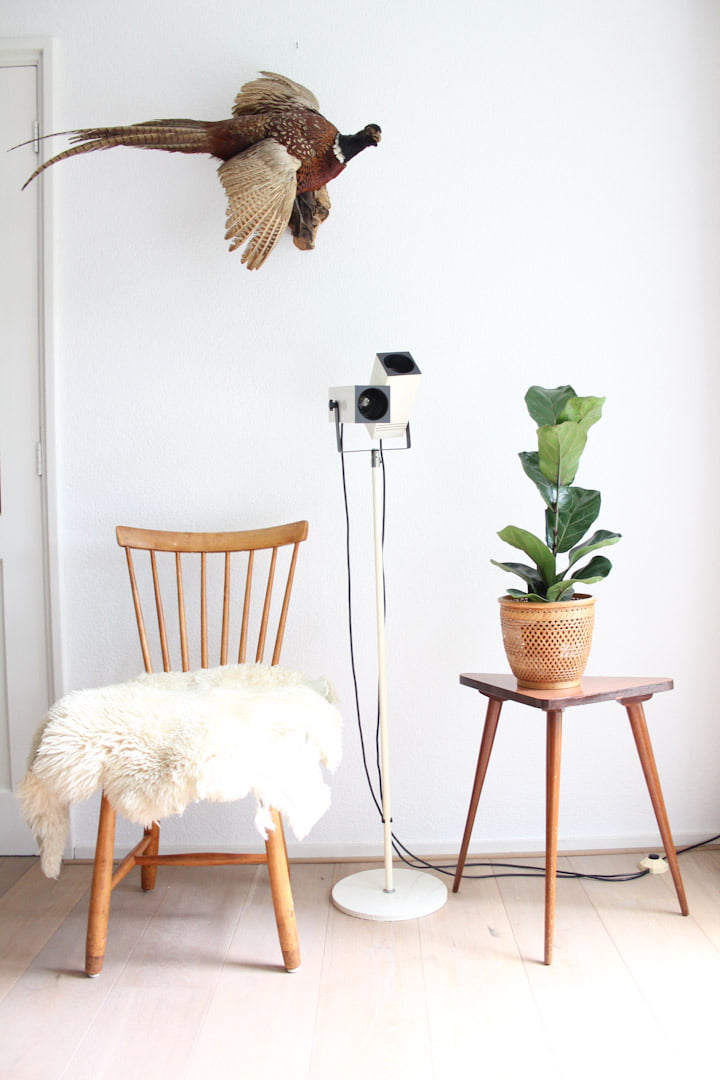 vintage dubbele spots vloerlamp verrekijker