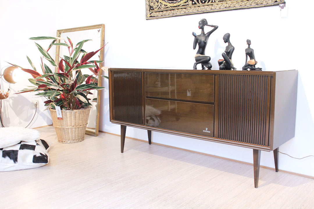 Vintage eikenhouten radiomeubel Grundig Bergamo 3
