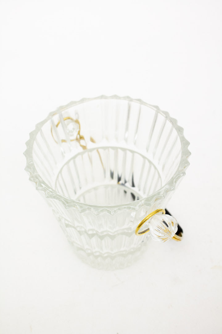 Vintage facetglazen ijsemmer met messing hengsel