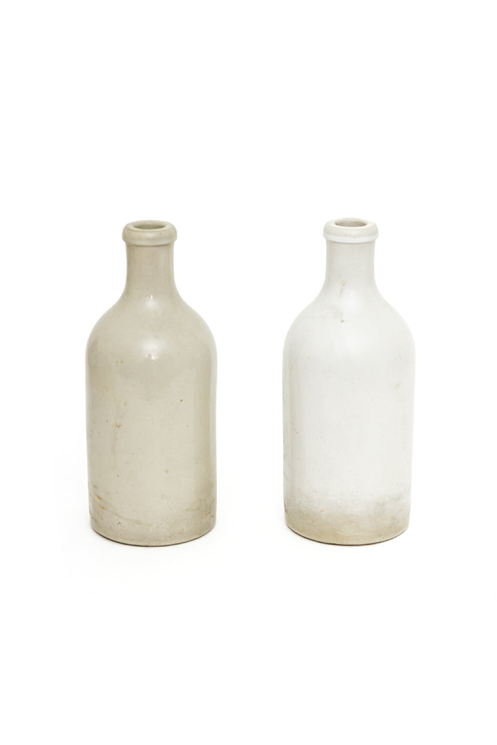 Vintage fles van crèmekleurig keramiek MKM Duitsland