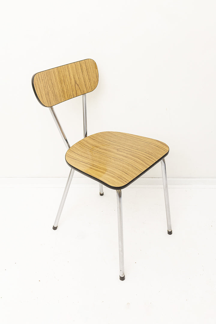 Vintage formica stoel met print van licht hout