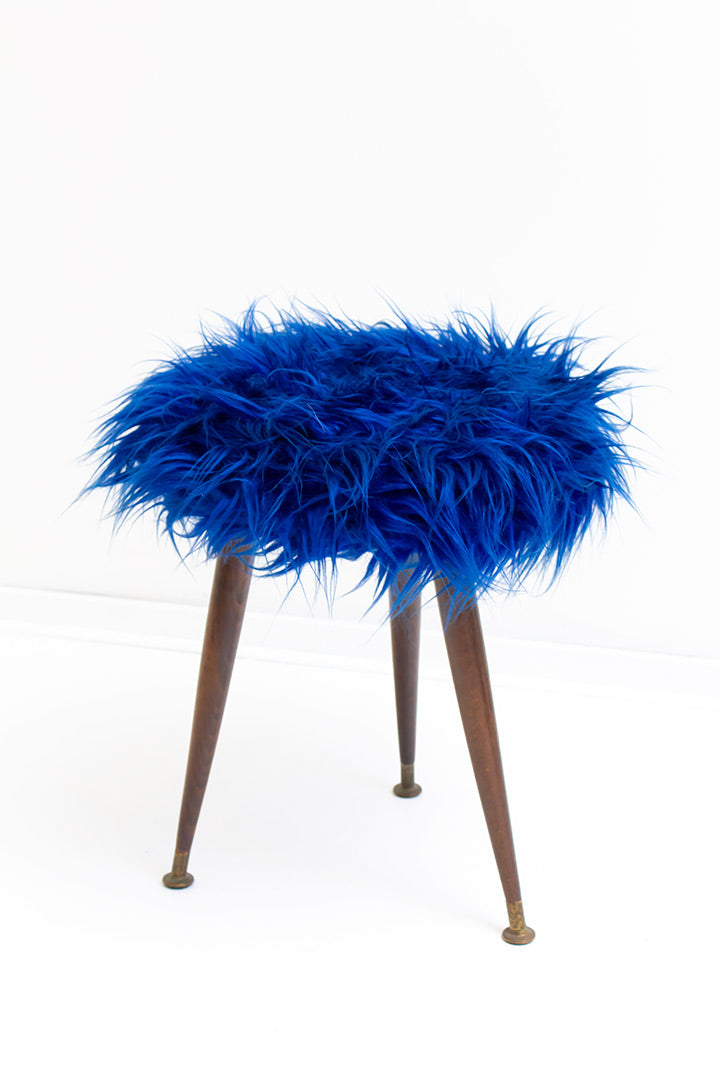 Vintage furry krukje blauw