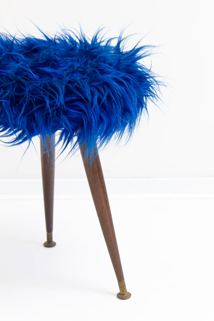 Vintage furry krukje blauw