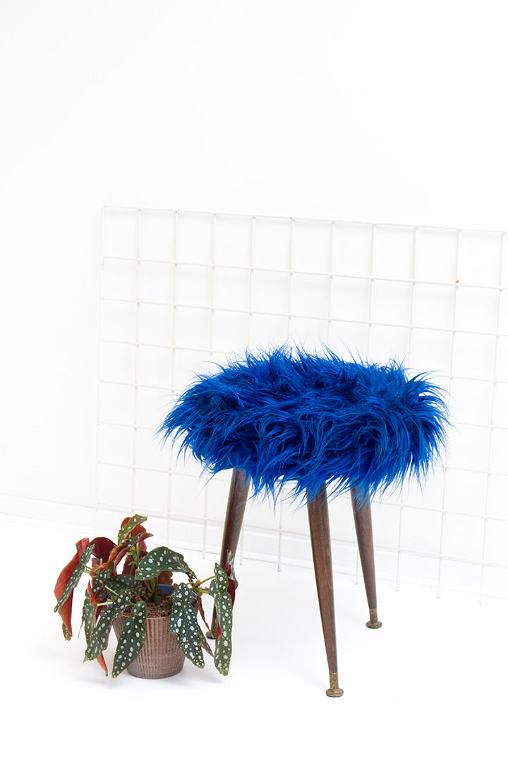 Vintage furry krukje blauw