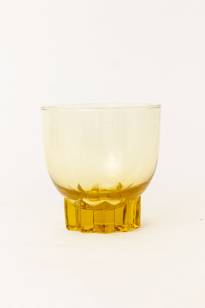 Vintage gele drinkglazen met geometrische voet - set van 4