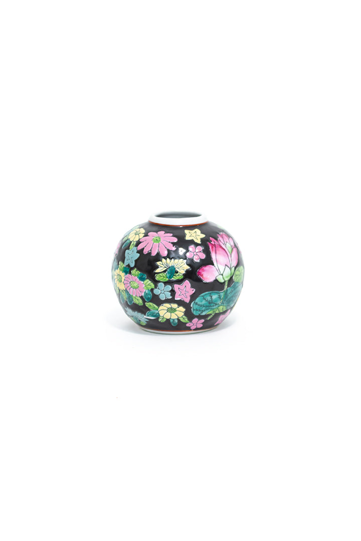 Vintage gemberpotje van keramiek met bloemen