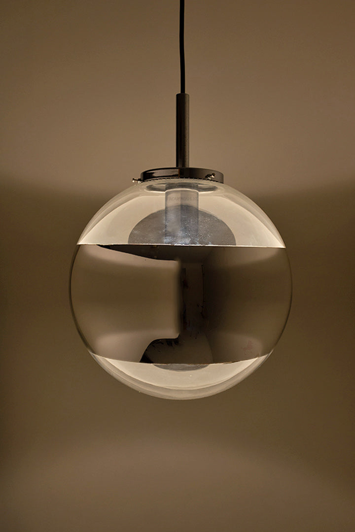 Vintage globe hanglamp Glas & Chroom Hoffmeister Leuchten 51866