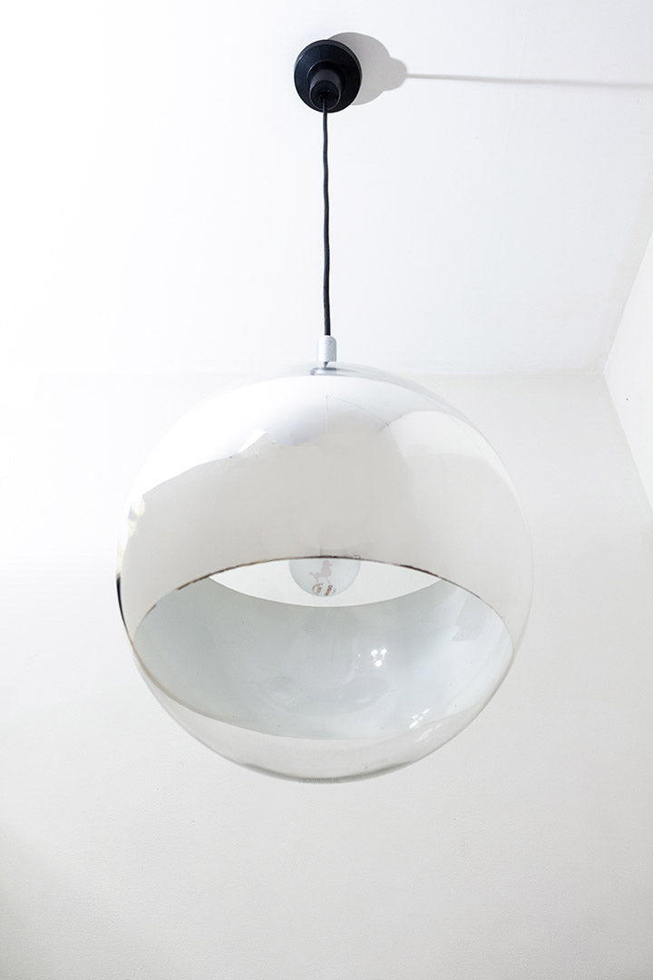 Vintage globe hanglamp Glas & Chroom Hoffmeister Leuchten 51866