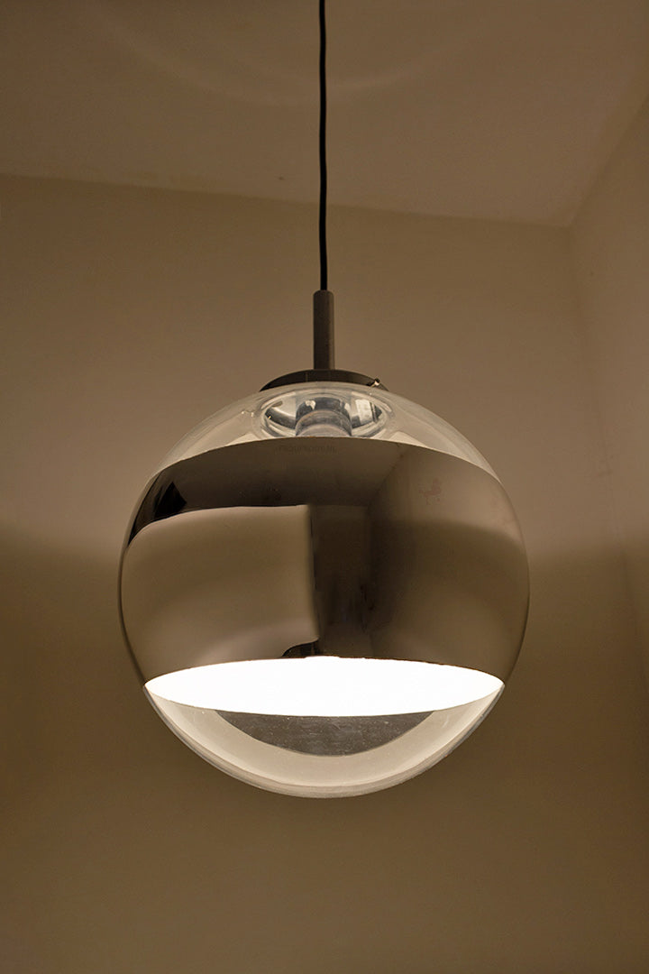 Vintage globe hanglamp Glas & Chroom Hoffmeister Leuchten 51866