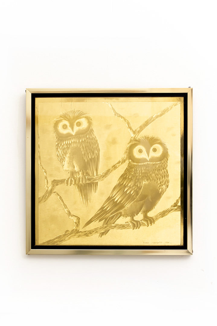 Geborduurd vintage wandornament van jute
