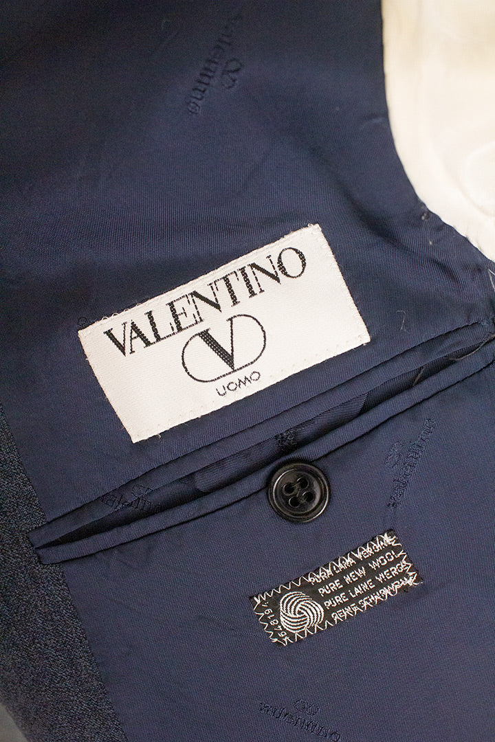 Vintage grijsblauw colbert van wol Valentino