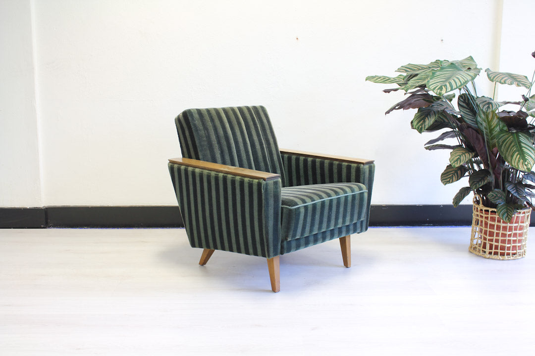 Vintage groene velours fauteuil Deens Jaren 60