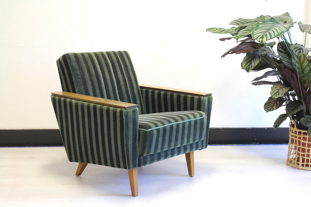 Vintage groene velours fauteuil Deens Jaren 60