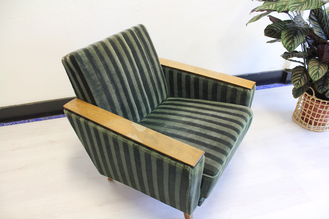Vintage groene velours fauteuil Deens Jaren 60