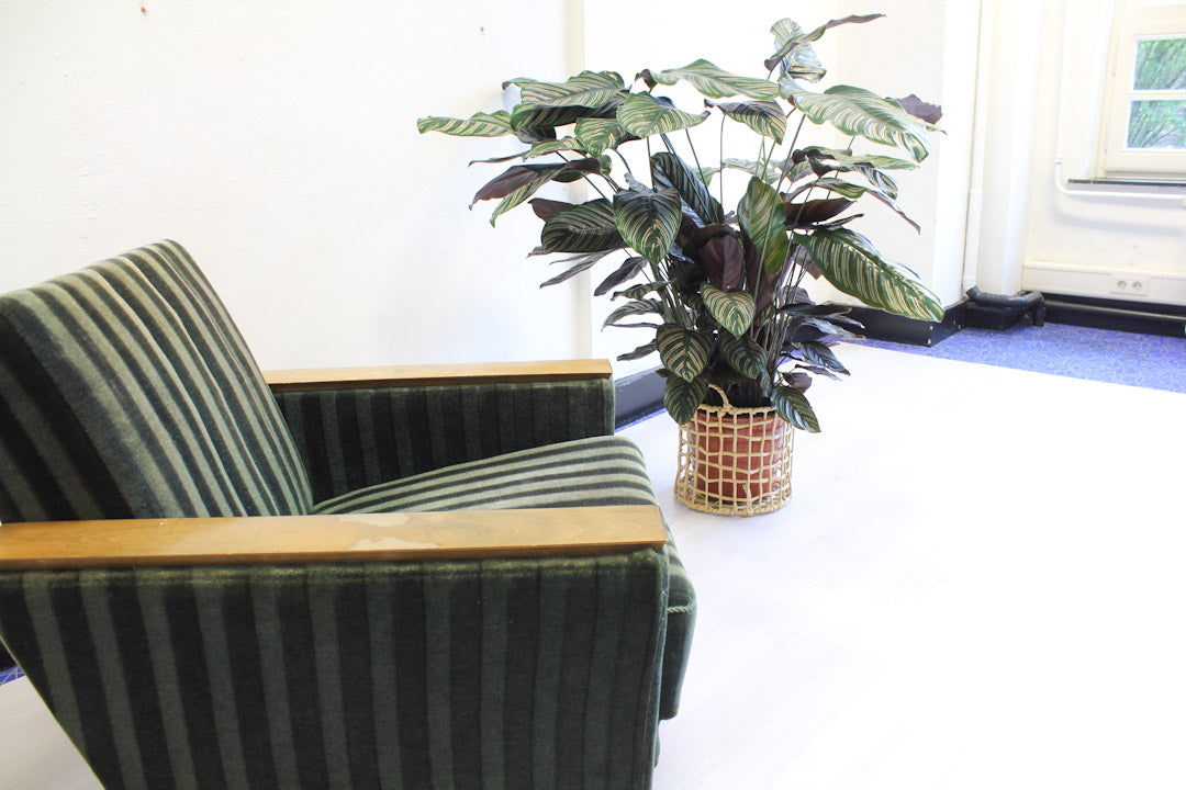Vintage groene velours fauteuil Deens Jaren 60