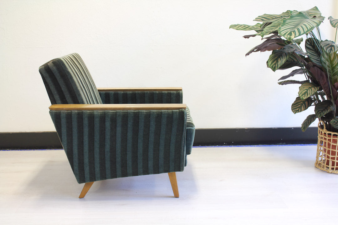 Vintage groene velours fauteuil Deens Jaren 60