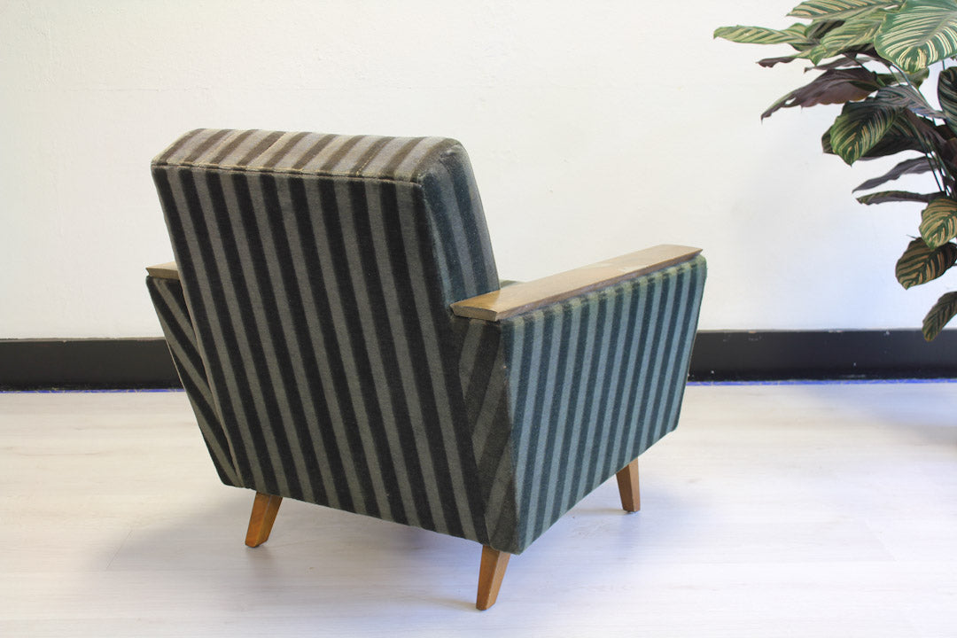 Vintage groene velours fauteuil Deens Jaren 60