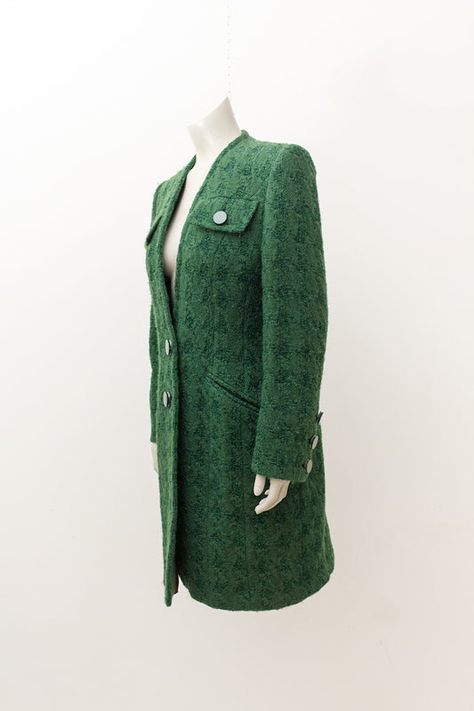 Vintage groene wollen jas met lurex garen Edgar Vos