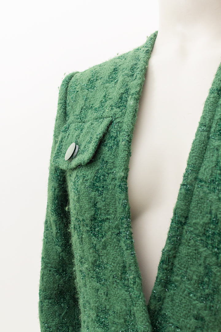 Vintage groene wollen jas met lurex garen Edgar Vos