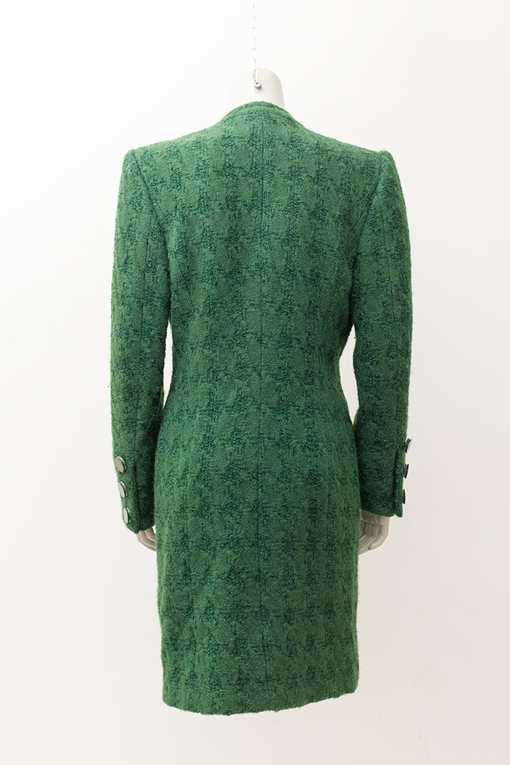 Vintage groene wollen jas met lurex garen Edgar Vos