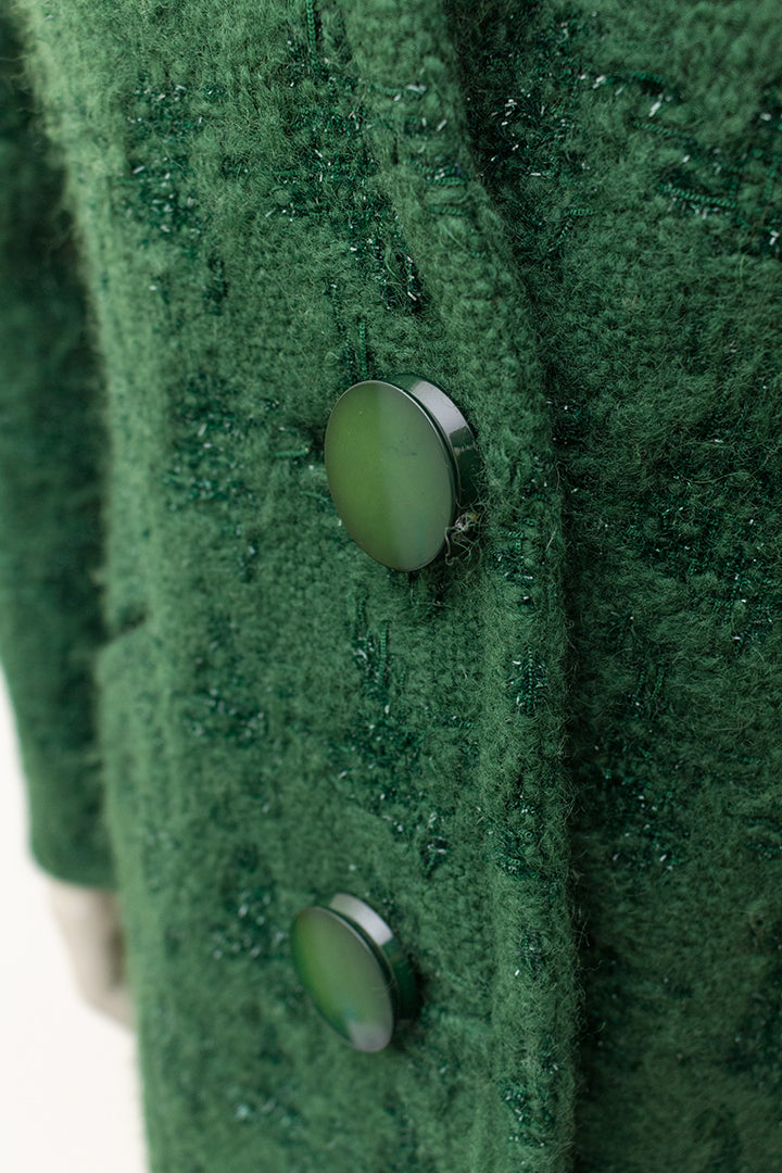 Vintage groene wollen jas met lurex garen Edgar Vos