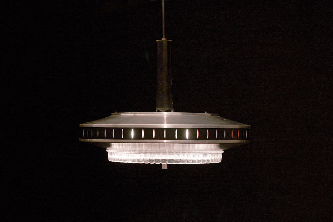 Vintage grote UFO lamp aluminium 3 lampen