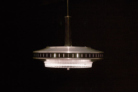 Vintage grote UFO lamp aluminium 3 lampen