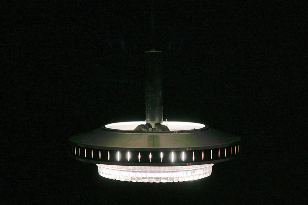 Vintage grote UFO lamp aluminium 3 lampen