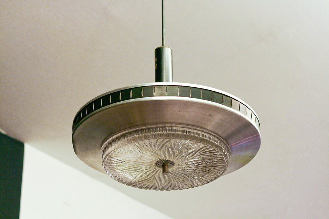 Vintage grote UFO lamp aluminium 3 lampen
