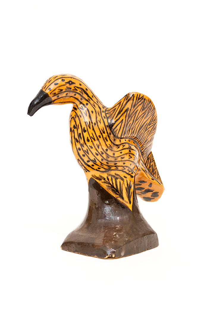 Vintage handgeschilderd vogel beeldje van klei