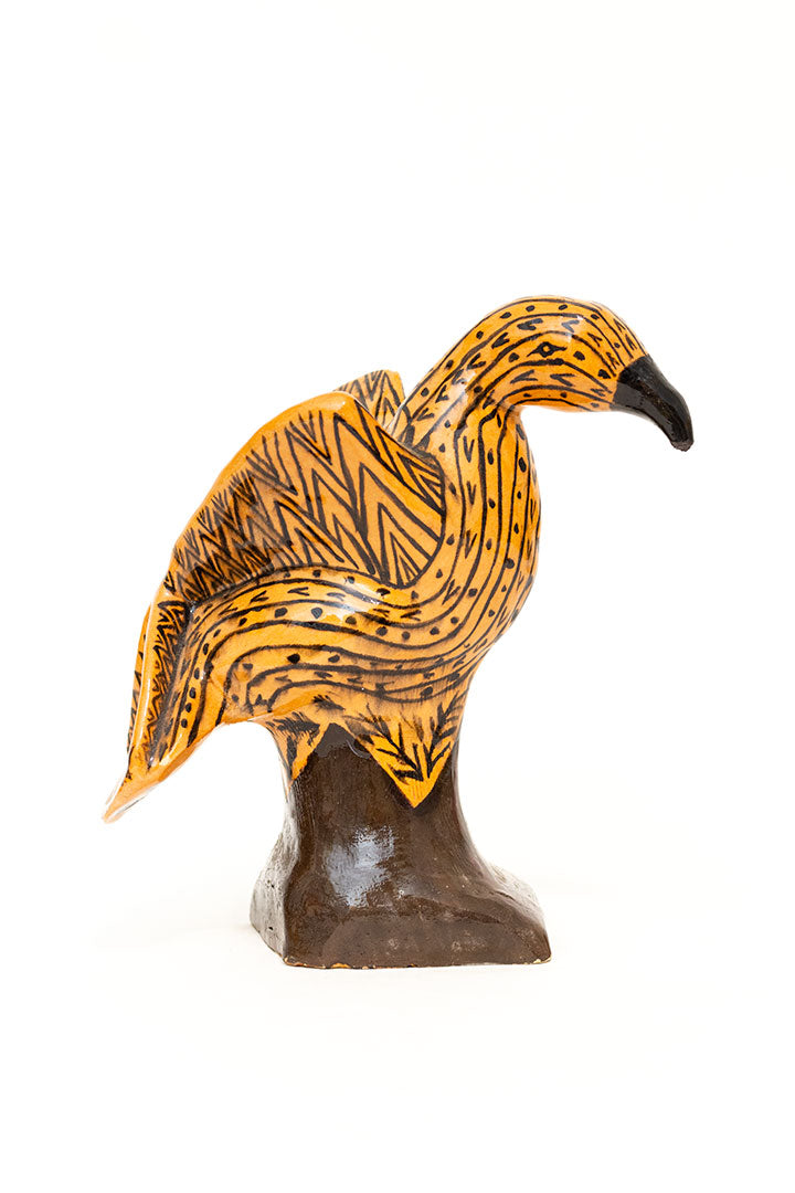 Vintage handgeschilderd vogel beeldje van klei
