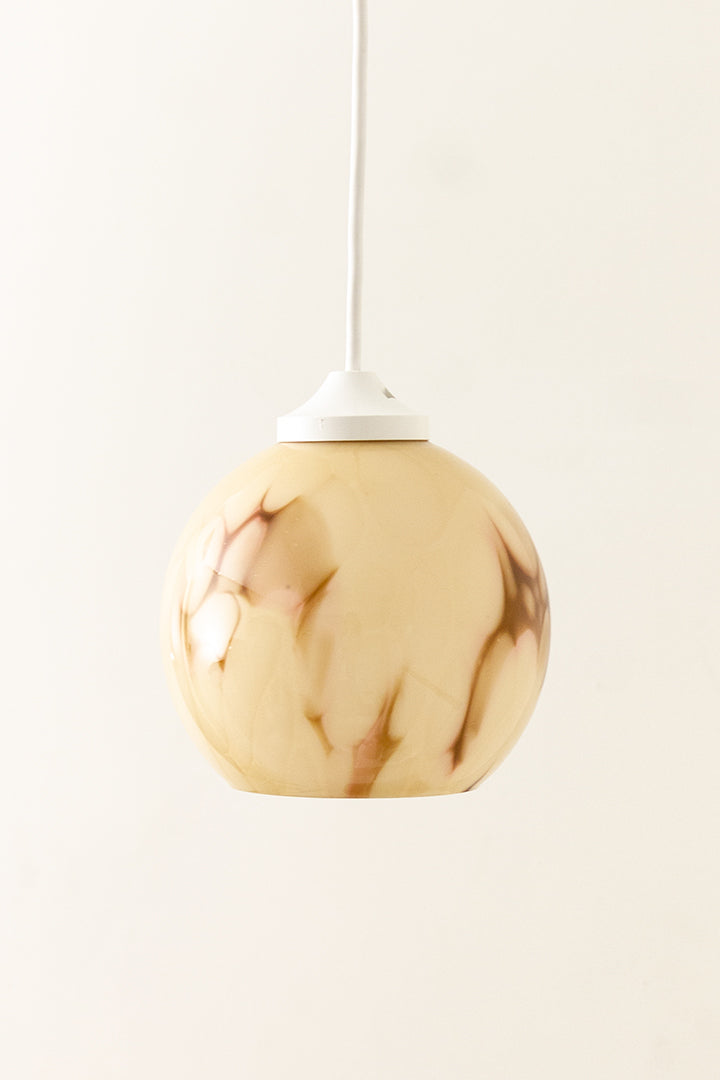 Vintage hanglamp glazen bol met bruine marmer look
