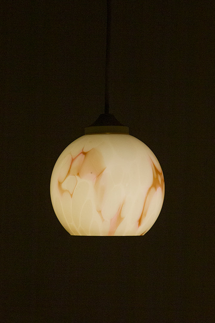 Vintage hanglamp glazen bol met bruine marmer look