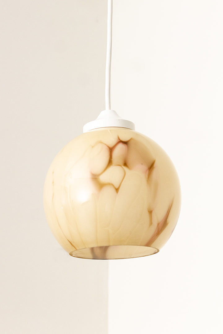 Vintage hanglamp glazen bol met bruine marmer look