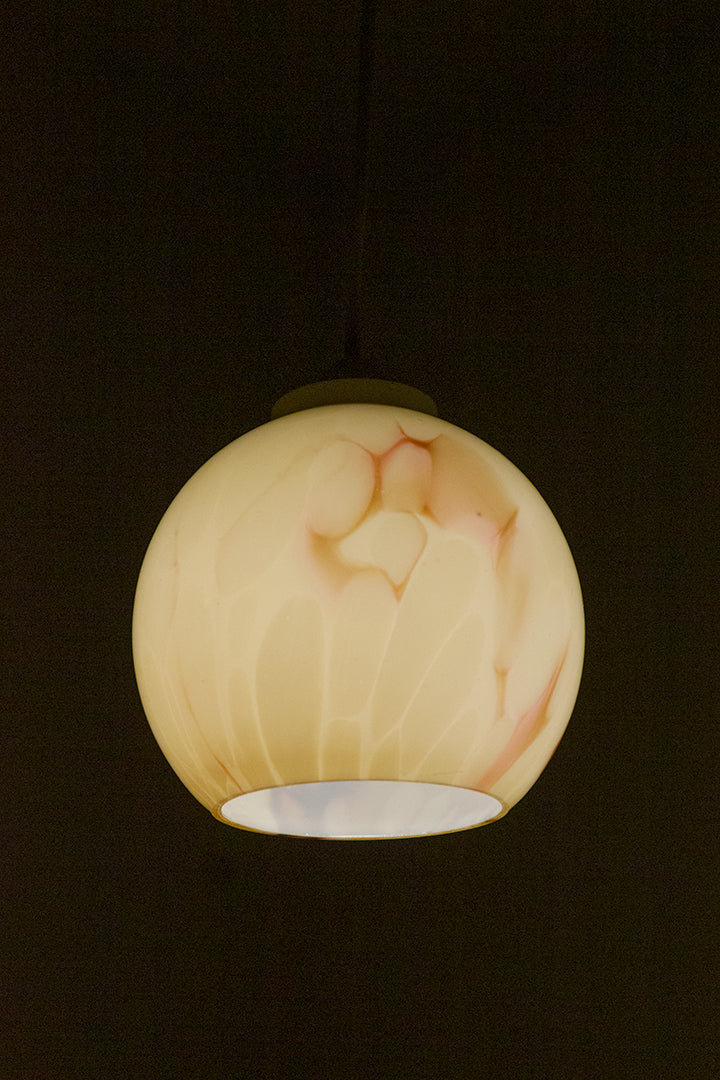 Vintage hanglamp glazen bol met bruine marmer look