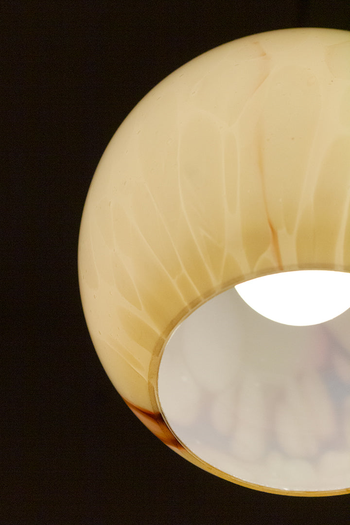 Vintage hanglamp glazen bol met bruine marmer look