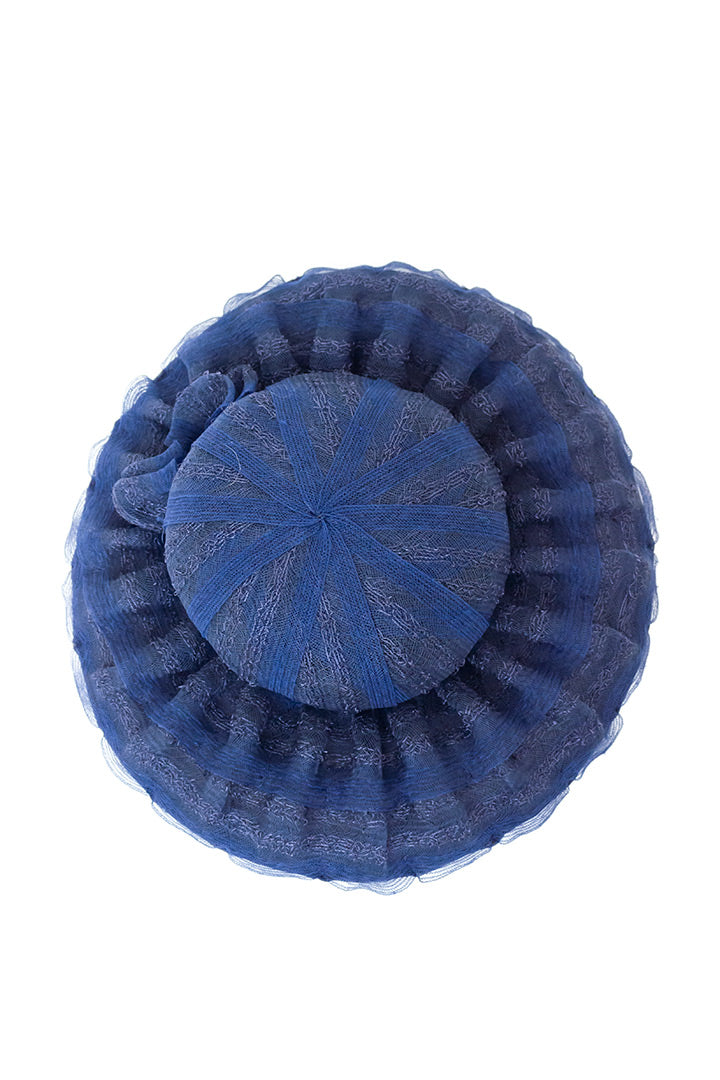 Vintage hoed van donkerblauw organza