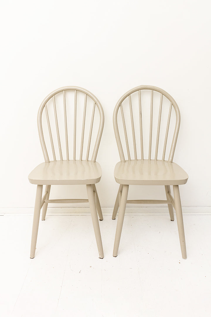 Vintage houten spijlenstoelen grijs - set van 4
