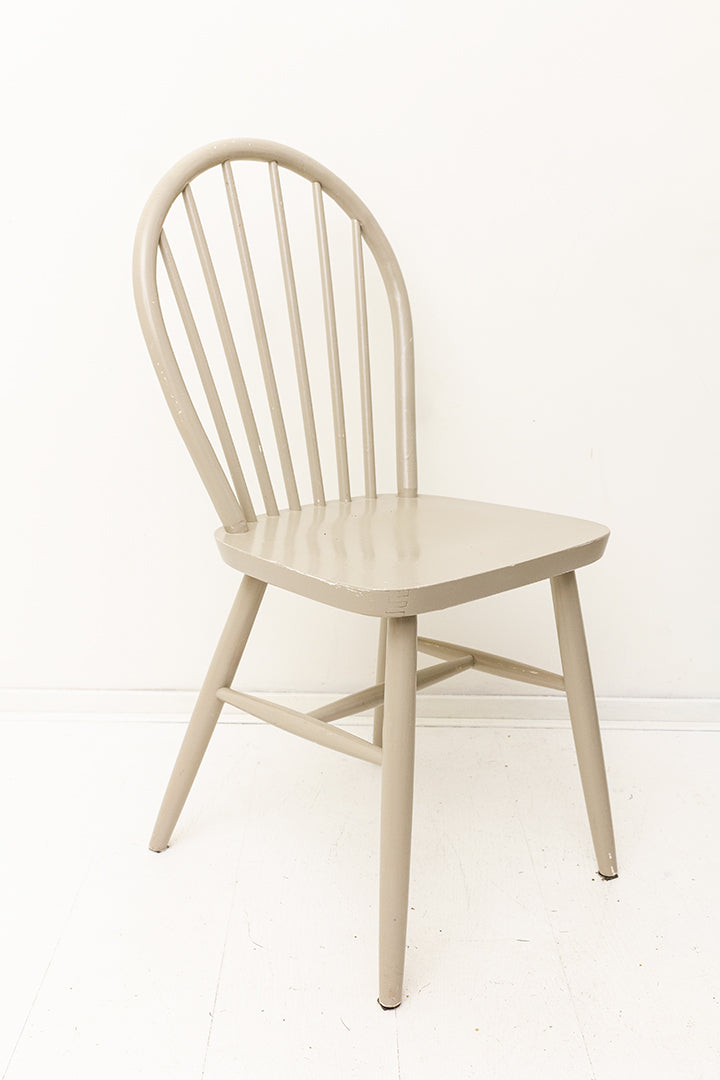 Vintage houten spijlenstoelen grijs - set van 4