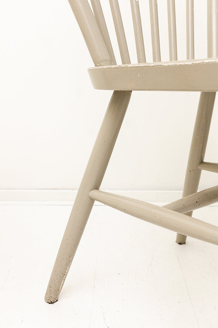Vintage houten spijlenstoelen grijs - set van 4